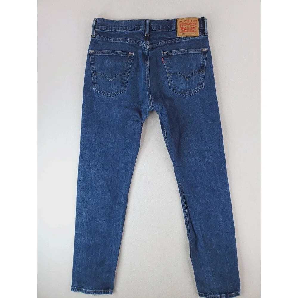 Levis 505 Jeans Mens 32x34 Blue Regular Straight Stretch Denim Pants Red Tab